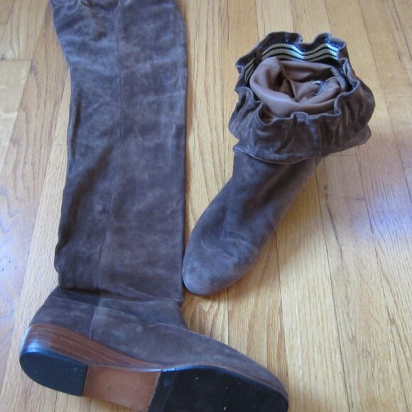 Vintage Guido Pasquali Milano Brown Suede Leather Over Knee boots size 8 - Picture 9 of 10